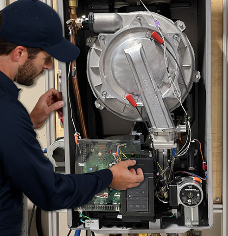 I-Series with Plumber servicing a unit